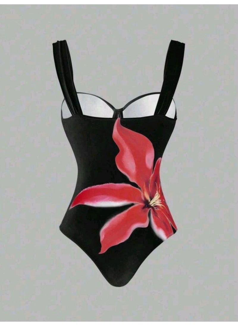 شي إن SHEIN-2pcs/Set Swim One-Piece Swimsuit With Cover-Up Skirt - Image 4